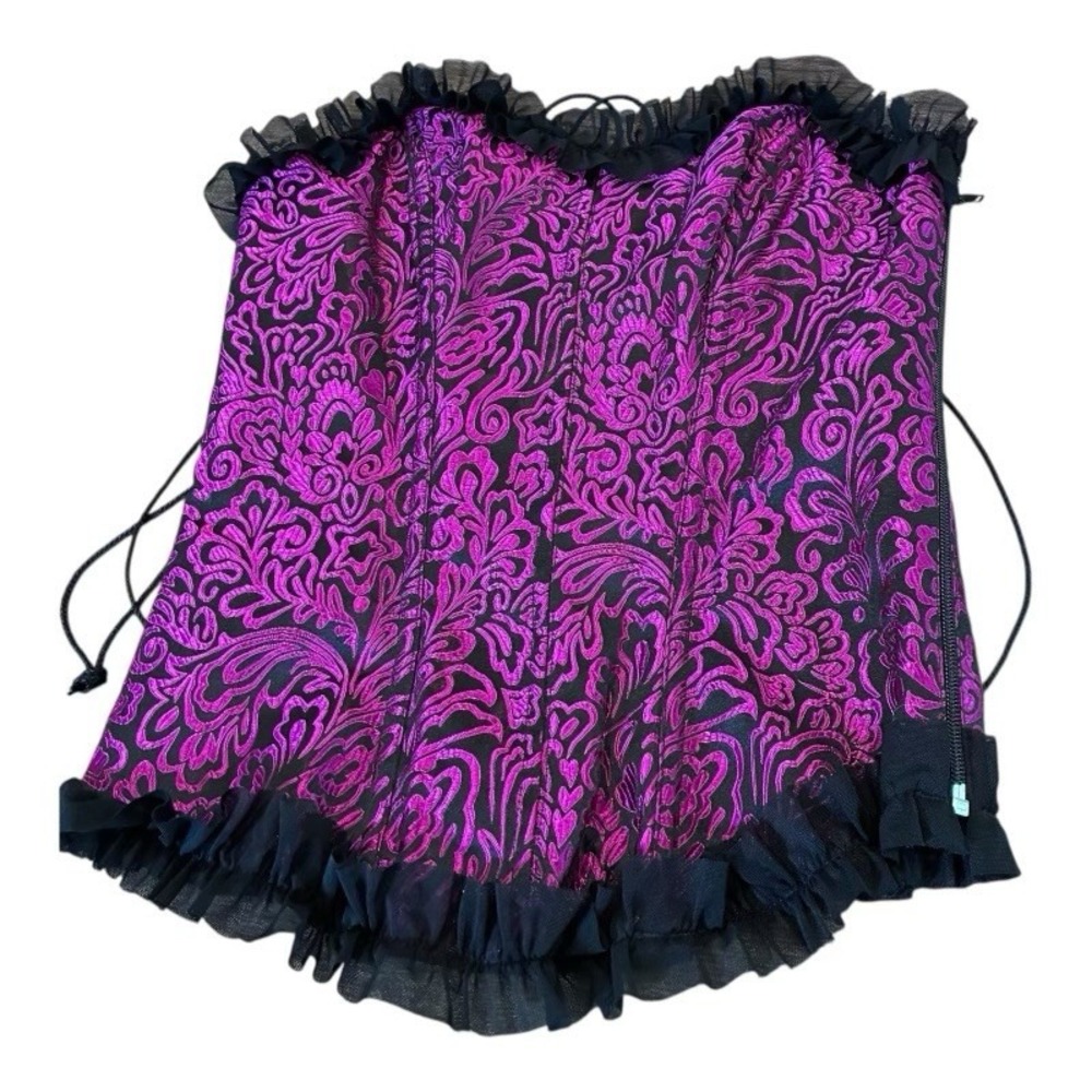 Tesa Corset Size M‎ Lace Adjustable, Hidden Zipper Front - Color Magenta